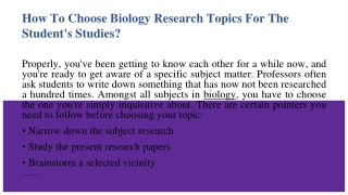 How To Choose Biology Research Topics For The Student's Studies_