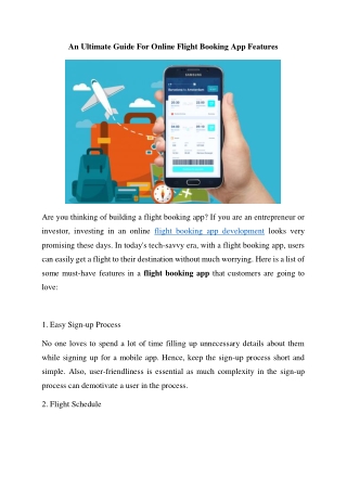 An Ultimate Guide For Online Flight Booking App Features