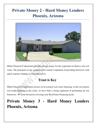 Private Money 2 - Hard Money Lenders Phoenix, Arizona