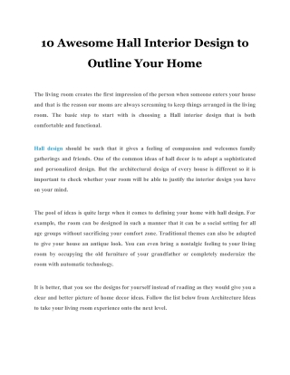 10 Awesome Hall Interior Design to Outline Your Home