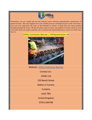 Utility Contractor Barrow  Utilitycontractor.uk