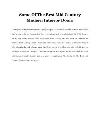 Some Of The Best Mid Century Modern Interior Doors