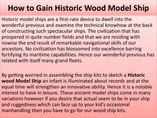 How to Gain Historic Wood Model Ship