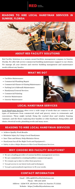 Reasons to Hire Local Handyman Services in Sunrise, Florida