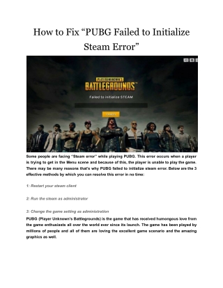 How to Fix PUBG Failed to Initialize Steam Error