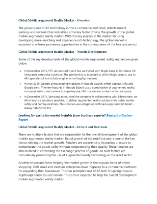 Mobile Augmented Reality Market