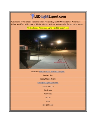 Motion Sensor Warehouse Lights  Ledlightexpert