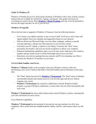 Guide To Windows 10