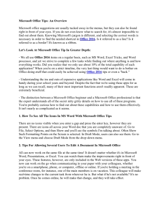 Microsoft Office Tips: An Overview