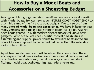 How to Buy a Model Boats and Accessories on a Shoestring Budget