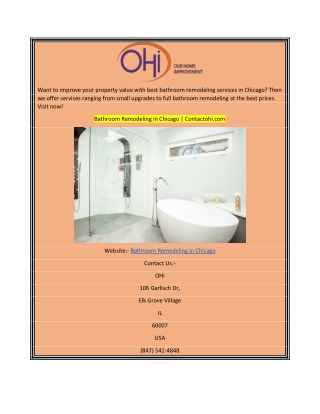 Bathroom Remodeling in Chicago  Contactohi.com