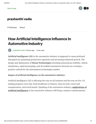 How Artificial Intelligence Influence In Automotive Industry