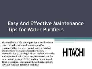 Easy And Effective Maintenance Tips for Water Purifiers
