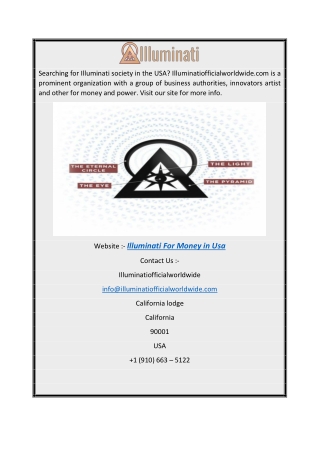 Illuminati for Money in USA  Illuminatiofficialworldwide