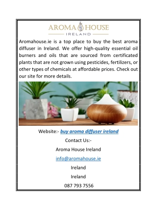 Buy Aroma Diffuser Ireland | Aromahouse.ie