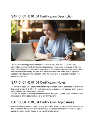 SAP C_C4H510_04 Certification Description