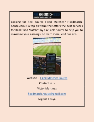 Fixed Matches Source  Fixedmatch-house.com