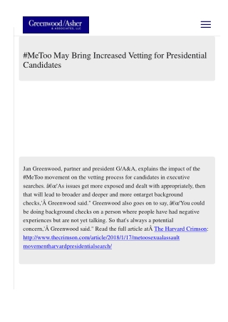 What is the vetting process for presidential candidates