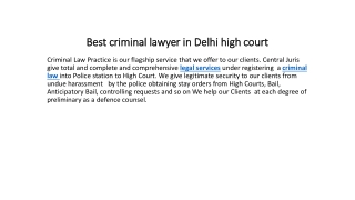 Best criminal lawyer in Delhi high court
