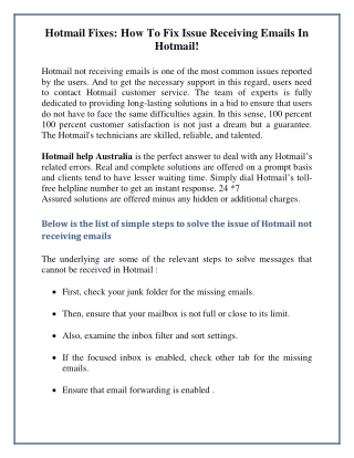 Hotmail Fixes: How To Fix Issue Receiving Emails In Hotmail!