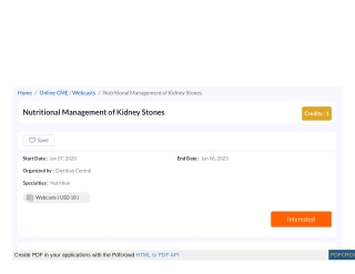 Nutritional Management of Kidney Stones, Online CME Course