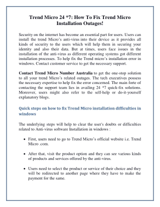Trend Micro 24 *7: How To Fix Trend Micro Installation Outages!