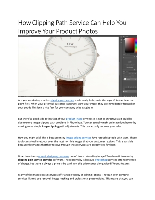 How Clipping Path Service Can Help You Improve Your Product Photos