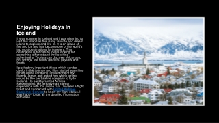 Enjoying Holidays In Iceland