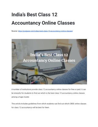 India’s Best Class 12 Accountancy Online Classes