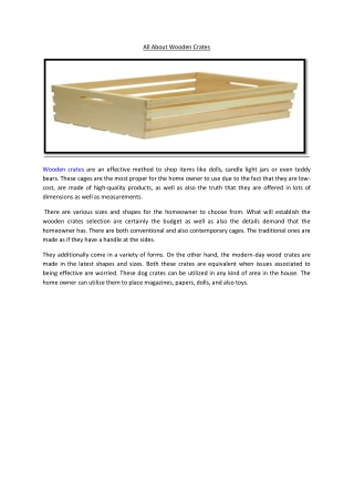 All About Wooden Crates