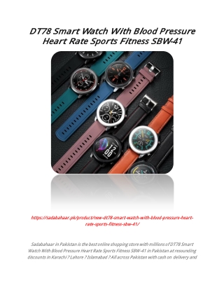 DT78 Smart Watch With Blood Pressure Heart Rate Sports Fitness SBW