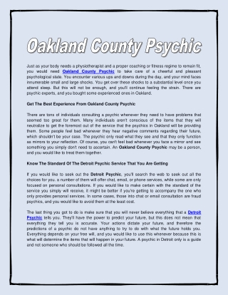 Oakland County Psychic