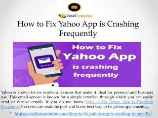 How to Fix Yahoo App is Crashing Frequently - emailprosolution.com