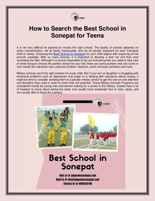 How to Search the Best School in Sonepat for Teens