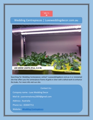 Wedding Centrepieces | Luxeweddingdecor.com.au