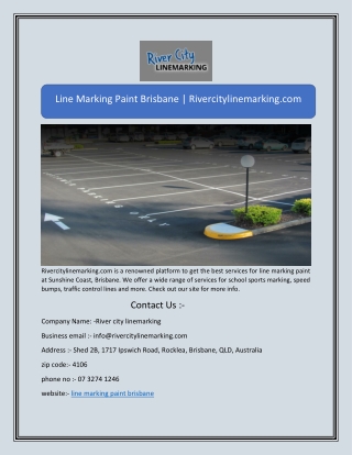 Line Marking Paint Brisbane | Rivercitylinemarking.com