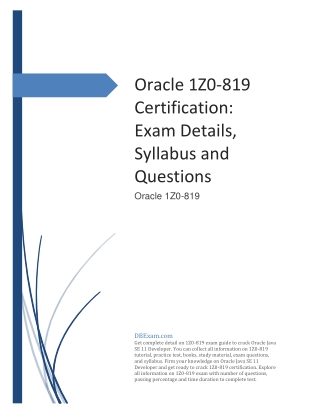 [PDF] Oracle 1Z0-819 Certification: Exam Details, Syllabus and Questions