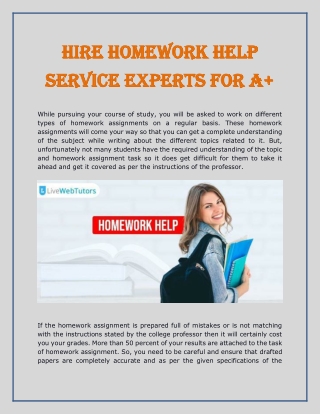 Hire Homework Help Service Experts For A