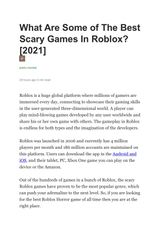 What Are Some of The Best Scary Games In Roblox [2021]