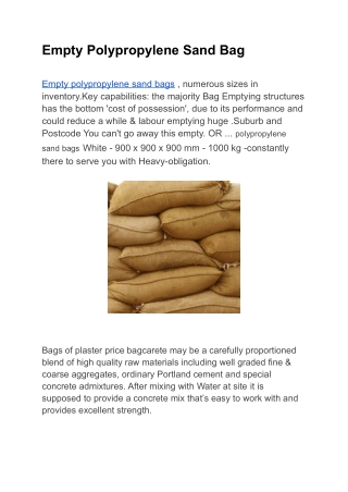 Empty Polypropylene Sand Bag