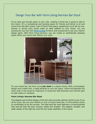 Design Your Bar with Ferm Living Herman Bar Stool