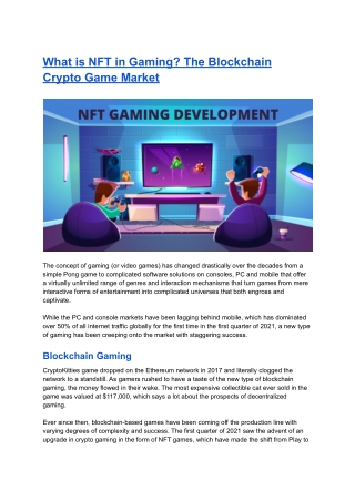 What is NFT in Gaming