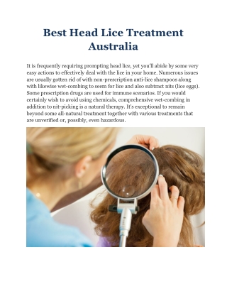 Best Head Lice Treatment Australia