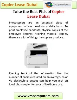 Take the Best Pick of Copier Lease Dubai