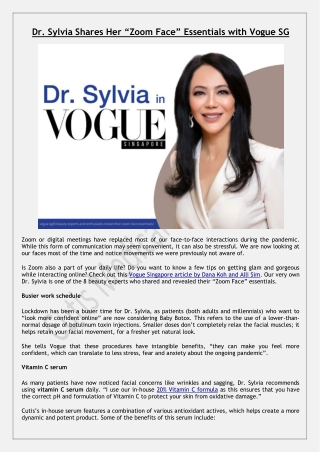 Dr. Sylvia Shares Her “Zoom Face” Essentials with Vogue SG