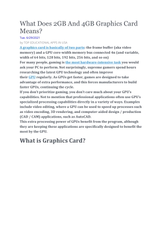 What Does 2GB And 4GB Graphics Card Means