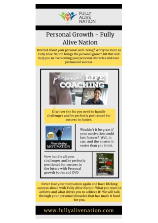 Personal Growth Books and DVD By Fully Alive Nation