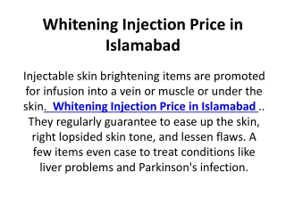 Whitening Injection Price in Islamabad