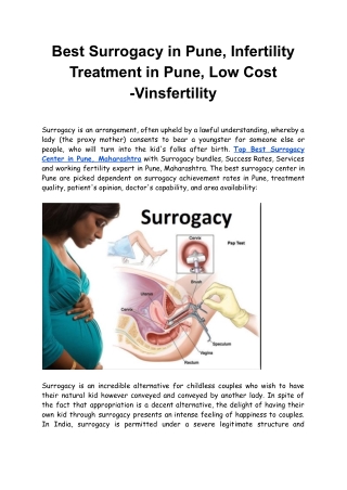 Best Surrogacy in Pune, Infertility Treatment in Pune, Low Cost -Vinsfertility