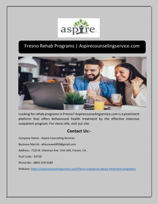 Fresno Rehab Programs | Aspirecounselingservice.com